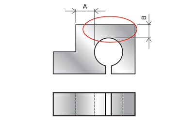 抜き形状とスリットを持つゲージの高精度設計のポイントの解説をする画像です。