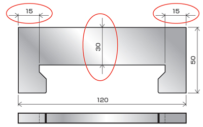 抜き形状とスリットを持つゲージの高精度設計のポイントの解説をする画像２です。